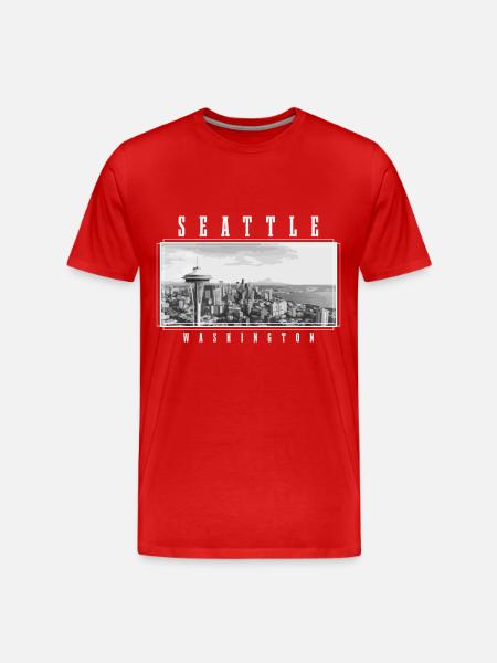 Seattle Washington Souvenir Gift - Men's Premium Organic T-Shirt - red