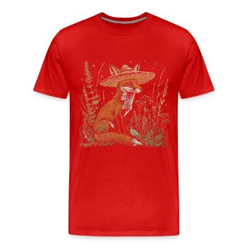 Champignon Renard Cottagecore Drôle - T-shirt bio Premium Homme - rouge - Devant - Damien (186cm)
