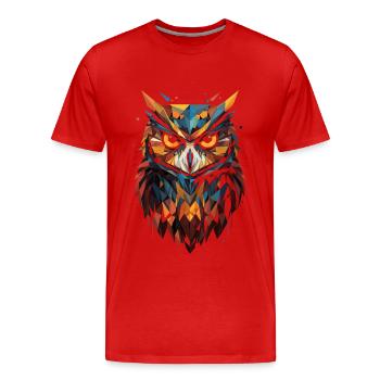 Hibou polygone cadeau Vintage - T-shirt bio Premium Homme - rouge - Devant - Damien (186cm)