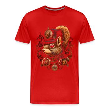 Squirrel Steampunk - Men's Premium Organic T-Shirt - red - Front - Damien (186cm)