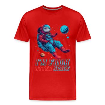 Otter Space Lustig Otter Astronaut - Männer Premium Bio T-Shirt - Rot - Vorne - Damien (186cm)