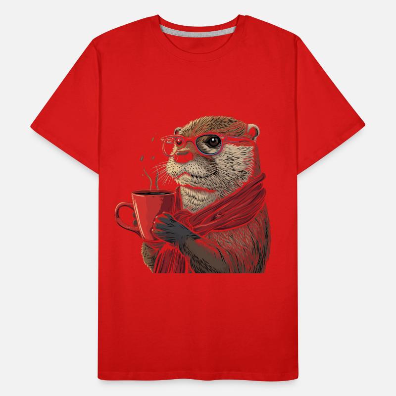 Otter Coffee Funny Gift Men's Premium Organic T-Shirt
