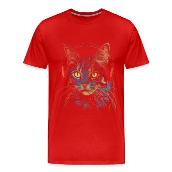 Katze Musik Kopfhörer Geschenk - Männer Premium Bio T-Shirt - Rot - Vorne - Damien (186cm)
