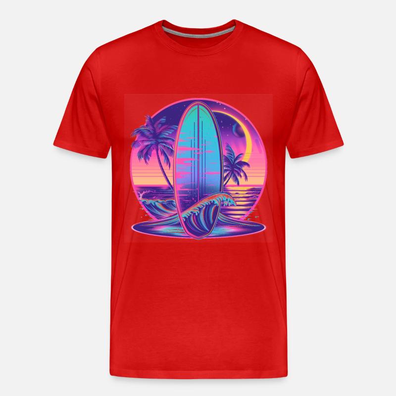 Surfen Retro Wave Surfer Geschenk - Männer Premium Bio T-Shirt - Rot