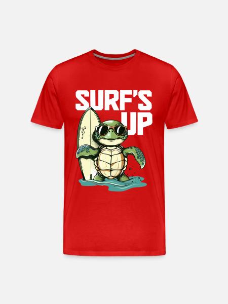 Surfing Turtle Surfer Gift - Men's Premium Organic T-Shirt - red