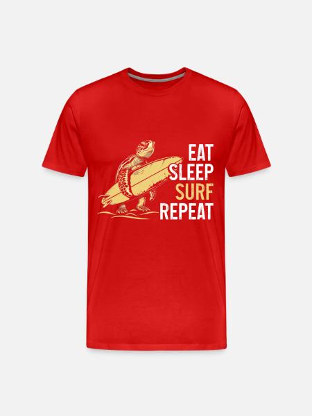 Turtle Surfing Surfer Gift - Men's Premium Organic T-Shirt - red