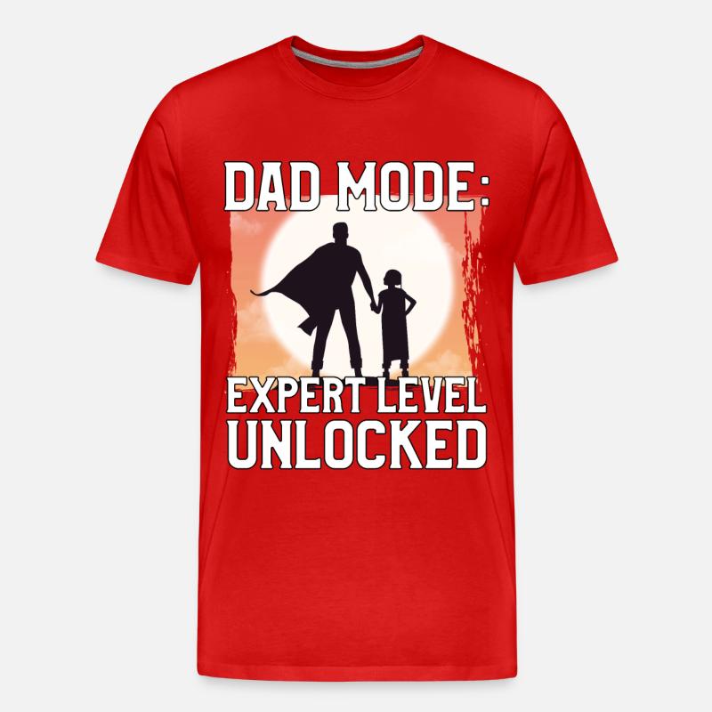 Vater-Modus Experten-Level freigeschaltet - Männer Premium Bio T-Shirt - Rot