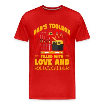 Papas Werkzeugkasten voller Liebe und Schraubenzieher - Männer Premium Bio T-Shirt - Rot - Vorne - Damien (186cm)