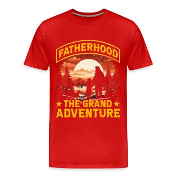 La paternité : la grande aventure - T-shirt bio Premium Homme - rouge - Devant - Damien (186cm)