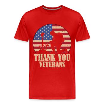 Merci aux anciens combattants - T-shirt bio Premium Homme - rouge - Devant - Damien (186cm)