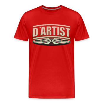 Dartiste Dart Artiste | Bullseye avec style - T-shirt bio Premium Homme - rouge - Devant - Damien (186cm)