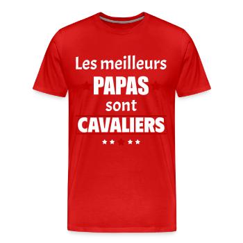 Les meilleurs papas sont cavaliers,fête des pères - T-shirt bio Premium Homme - rouge - Devant - Damien (186cm)