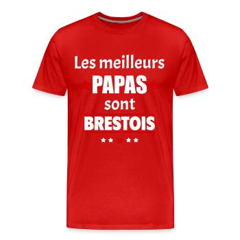 Les meilleurs papas sont brestois, fête des pères - T-shirt bio Premium Homme - rouge - Devant - Damien (186cm)