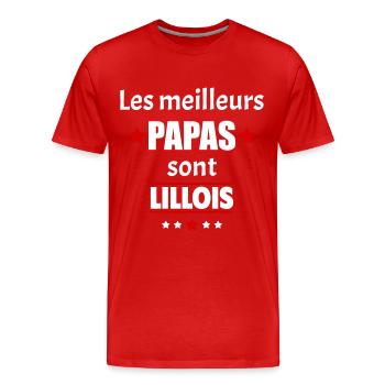 Les meilleurs papas sont lillois, fête des pères - T-shirt bio Premium Homme - rouge - Devant - Damien (186cm)