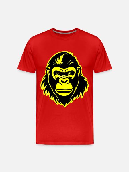 Gorilla Head - Men's Premium Organic T-Shirt - red