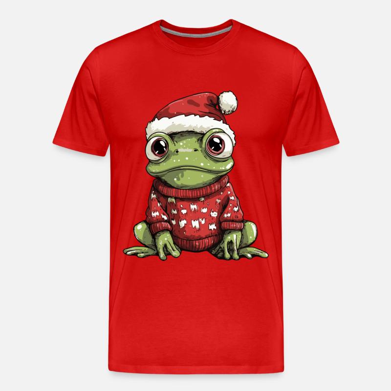 Frosch Weihnachten Comic - Männer Premium Bio T-Shirt - Rot