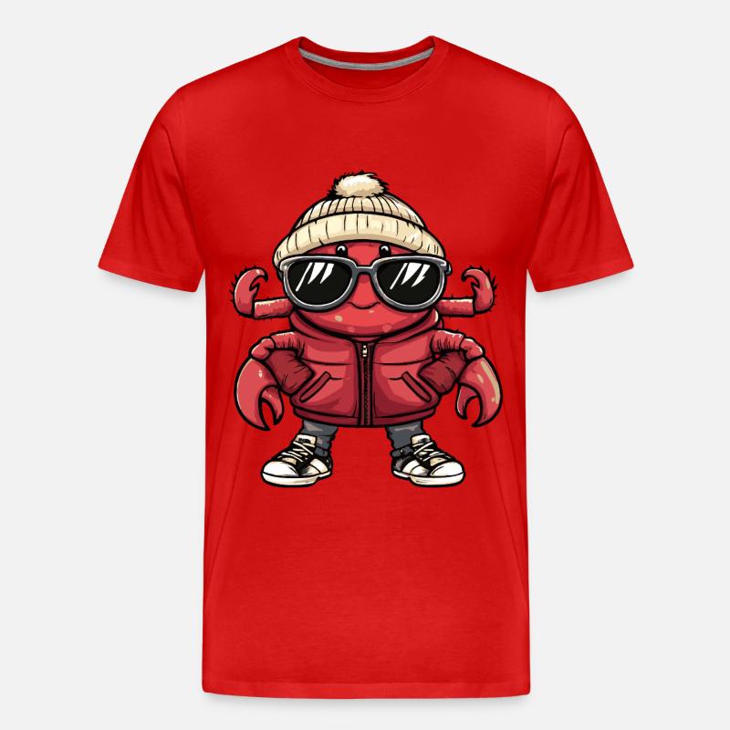 Krebs Krabbe Cool Comic - Männer Premium Bio T-Shirt - Rot