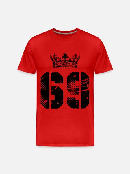 69 Zahl Krone - Männer Premium Bio T-Shirt - Rot