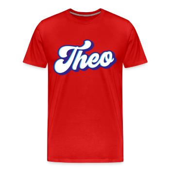 Théo | Couleurs changeantes - T-shirt bio Premium Homme - rouge - Devant - Damien (186cm)