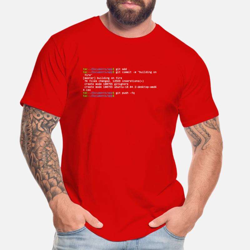 linux shell git building on fire T-shirt bio Premium Homme