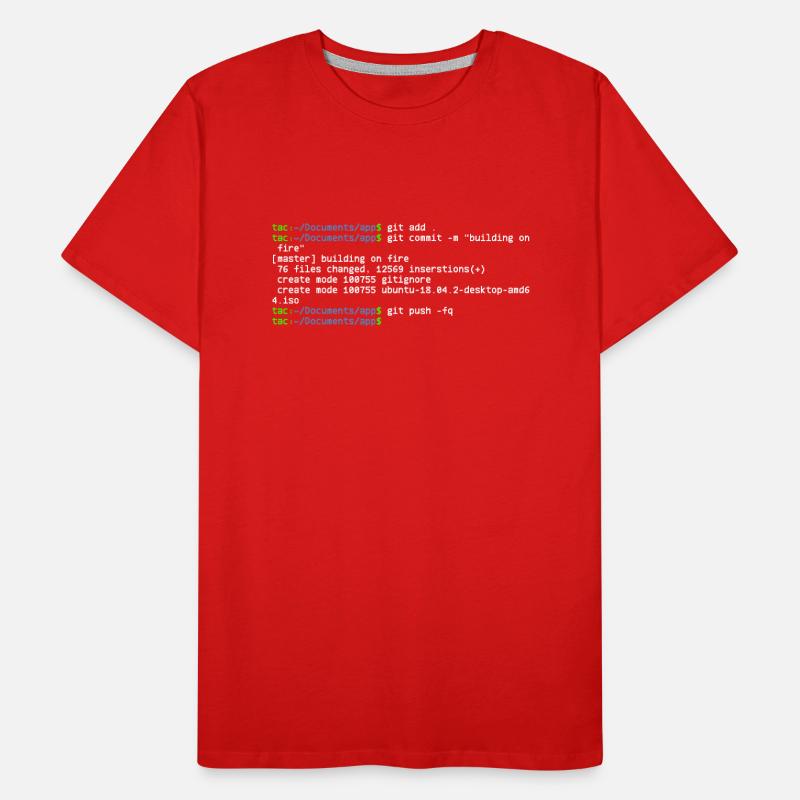 linux shell git building on fire T-shirt bio Premium Homme