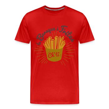 La baraque à frites, ch'ti ! - T-shirt bio Premium Homme - rouge - Devant - Damien (186cm)