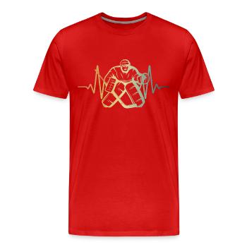 Herzschlag Torwart Eishockey EKG Puls - Männer Premium Bio T-Shirt - Rot - Vorne - Damien (186cm)