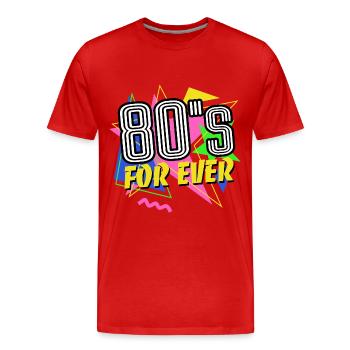 Années 80 Pour Éternité - Années 80 - Coloré + Fou - T-shirt bio Premium Homme - rouge - Devant - Damien (186cm)