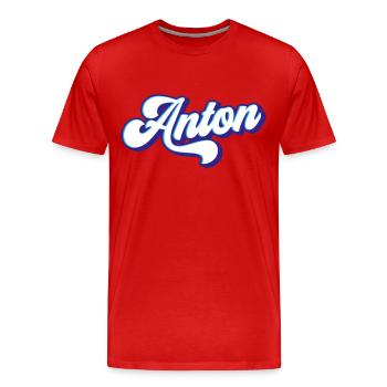 Anton | Farben änderbar - Männer Premium Bio T-Shirt - Rot - Vorne - Damien (186cm)