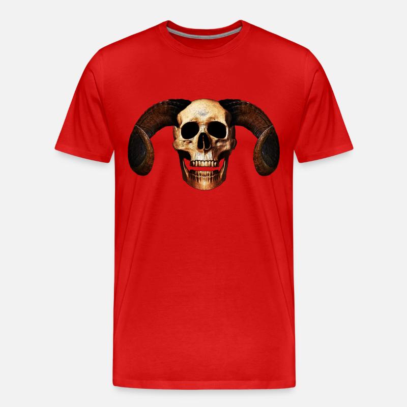 Ram Skull - Männer Premium Bio T-Shirt - Rot