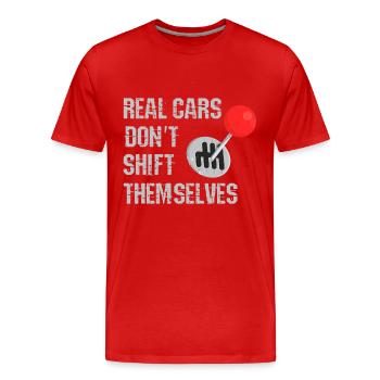 Les vraies voitures ne changent pas de vitesse par elles-mêmes - T-shirt bio Premium Homme - rouge - Devant - Damien (186cm)