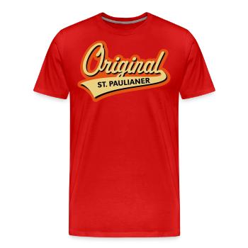 Original St. Paulianer (Sankt St. Pauli, Kiez, 3C) - Männer Premium Bio T-Shirt - Rot - Vorne - Damien (186cm)