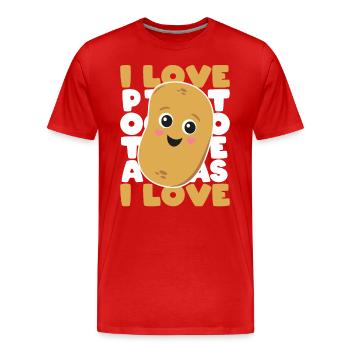 J’adore les pommes de terre Pommes de terre Pommes de terre Cadeau - T-shirt bio Premium Homme - rouge - Devant - Damien (186cm)