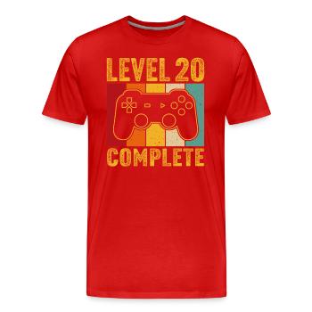 20.Geburtstag - 20 Jahre Gamer Level 20 complete - Männer Premium Bio T-Shirt - Rot - Vorne - Damien (186cm)
