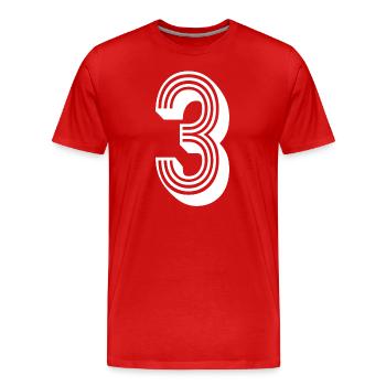 3 ans numéro maillot 3 T-shirt 3 - T-shirt bio Premium Homme - rouge - Devant - Damien (186cm)