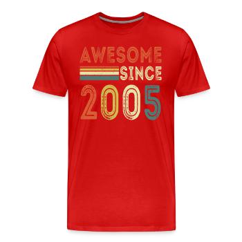 Awesome since 2005 retro t-shirt 2005 - Men's Premium Organic T-Shirt - red - Front - Damien (186cm)