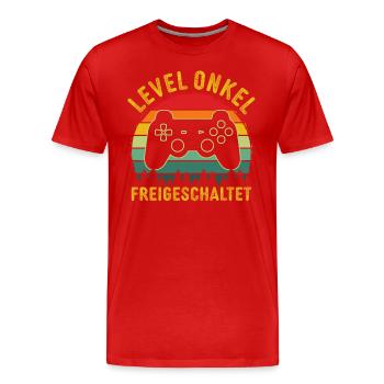 Level onkel freigeschaltet onkel gamer zocker - Männer Premium Bio T-Shirt - Rot - Vorne - Damien (186cm)