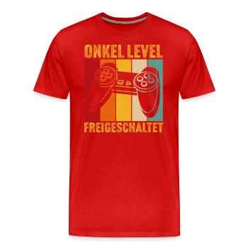 Onkel Level freigeschaltet onkel gamer zocker - Männer Premium Bio T-Shirt - Rot - Vorne - Damien (186cm)