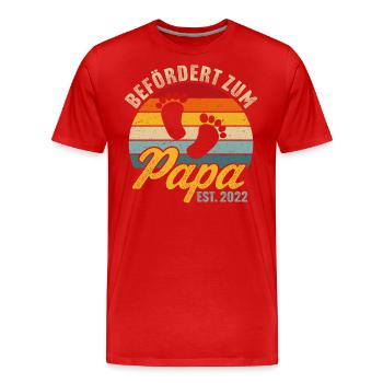 Retro befördert zum papa 2022 ich werde vater 2022 - Männer Premium Bio T-Shirt - Rot - Vorne - Damien (186cm)