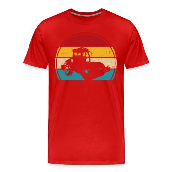 Roller retro t-shirt road roller - Men's Premium Organic T-Shirt - red - Front - Damien (186cm)