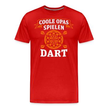 coole opas spielen dart lustiger darts - Männer Premium Bio T-Shirt - Rot - Vorne - Damien (186cm)