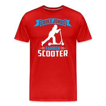 Coole jungs fahren scooter roller tretroller - Männer Premium Bio T-Shirt - Rot - Vorne - Damien (186cm)