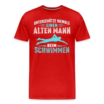 Alten mann beim schwimmen t-shirt schwimmer - Männer Premium Bio T-Shirt - Rot - Vorne - Damien (186cm)