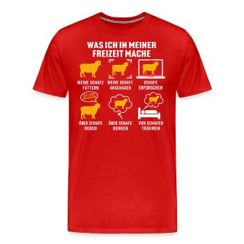 Was ich in meiner freizeit mache meine schafe - Männer Premium Bio T-Shirt - Rot - Vorne - Damien (186cm)