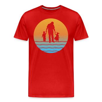 Père et fille fils grand-père et petite-fille et petit-fils - T-shirt bio Premium Homme - rouge - Devant - Damien (186cm)