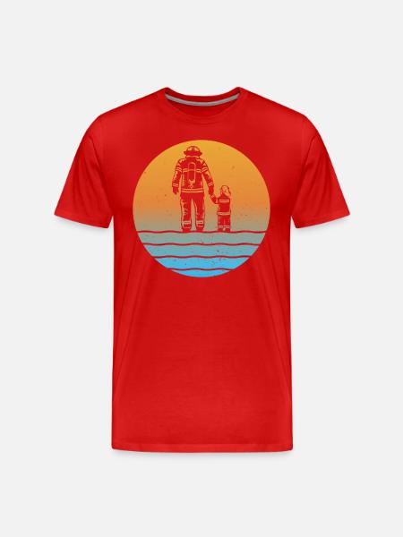 Sunset Firefighter Père et fils - T-shirt bio Premium Homme - rouge