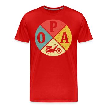 retro opa mopied großvater mofa mopedfahrer - Männer Premium Bio T-Shirt - Rot - Vorne - Damien (186cm)
