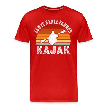 Echte Kerle Fahren Kajak - Männer Premium Bio T-Shirt - Rot - Vorne - Damien (186cm)