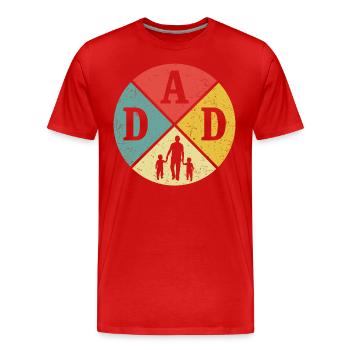 Vater mit zwei Söhnen Papa und Sohn Retro Papa - Männer Premium Bio T-Shirt - Rot - Vorne - Damien (186cm)