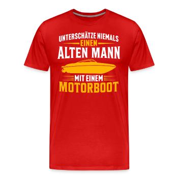 alten mann mit einem motorboot - Männer Premium Bio T-Shirt - Rot - Vorne - Damien (186cm)